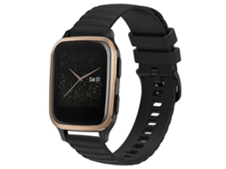 Pulseira De Relógio Lurelia Para Garmin Venu Sq 20 Mm Padrão De Pontos Ondulados Cor Sólida Em Silicone Preto