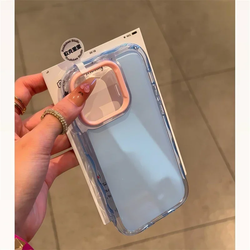 (azul E Rosa, Para Iphone 12 Pro Max) Capa De Celular À Prova De Choque Em Cores Vibrantes Com Bordas Suaves Em Contraste.