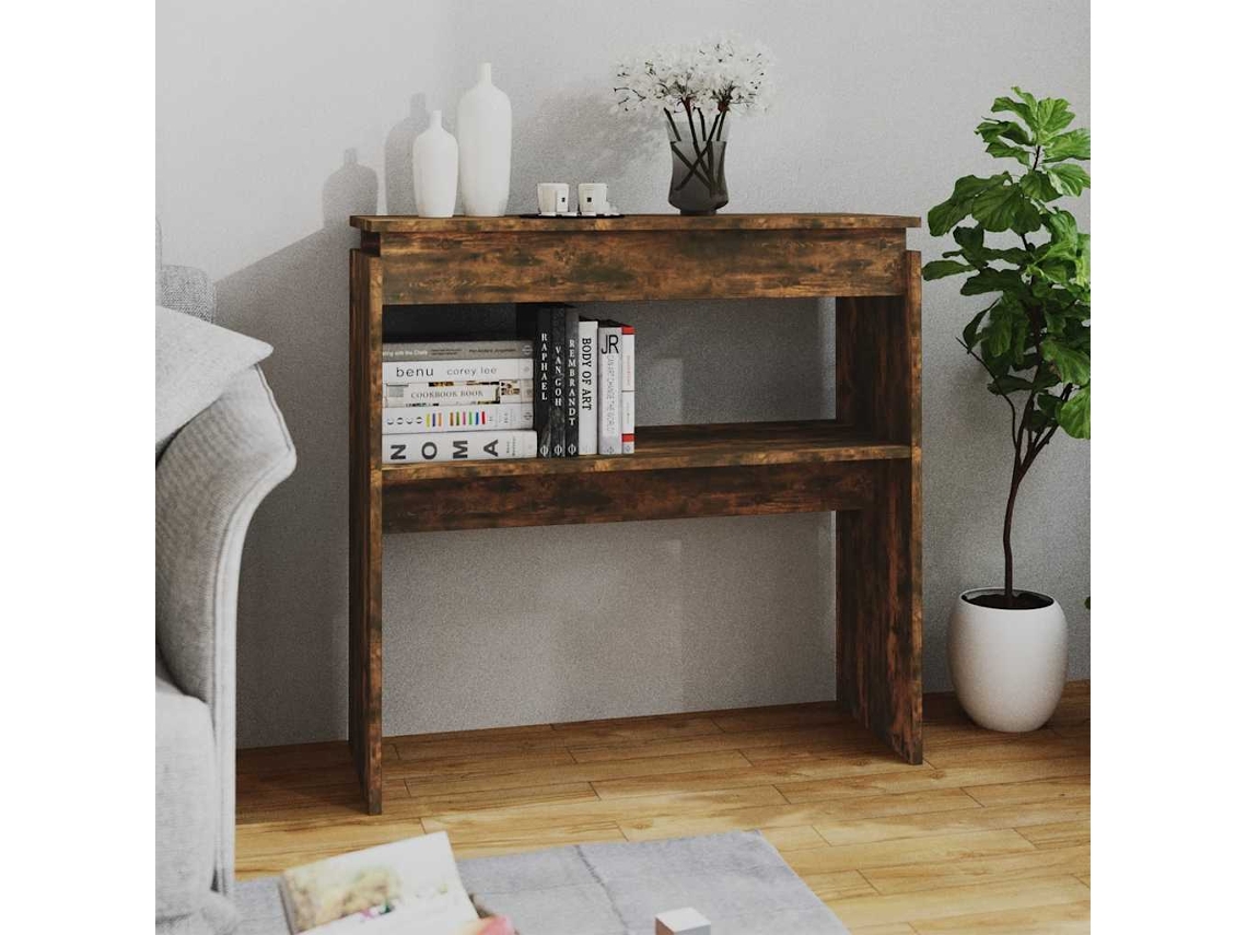 Vidaxl Mesa Consola 80x30x80 Cm Derivados De Madeira Carvalho Fumado