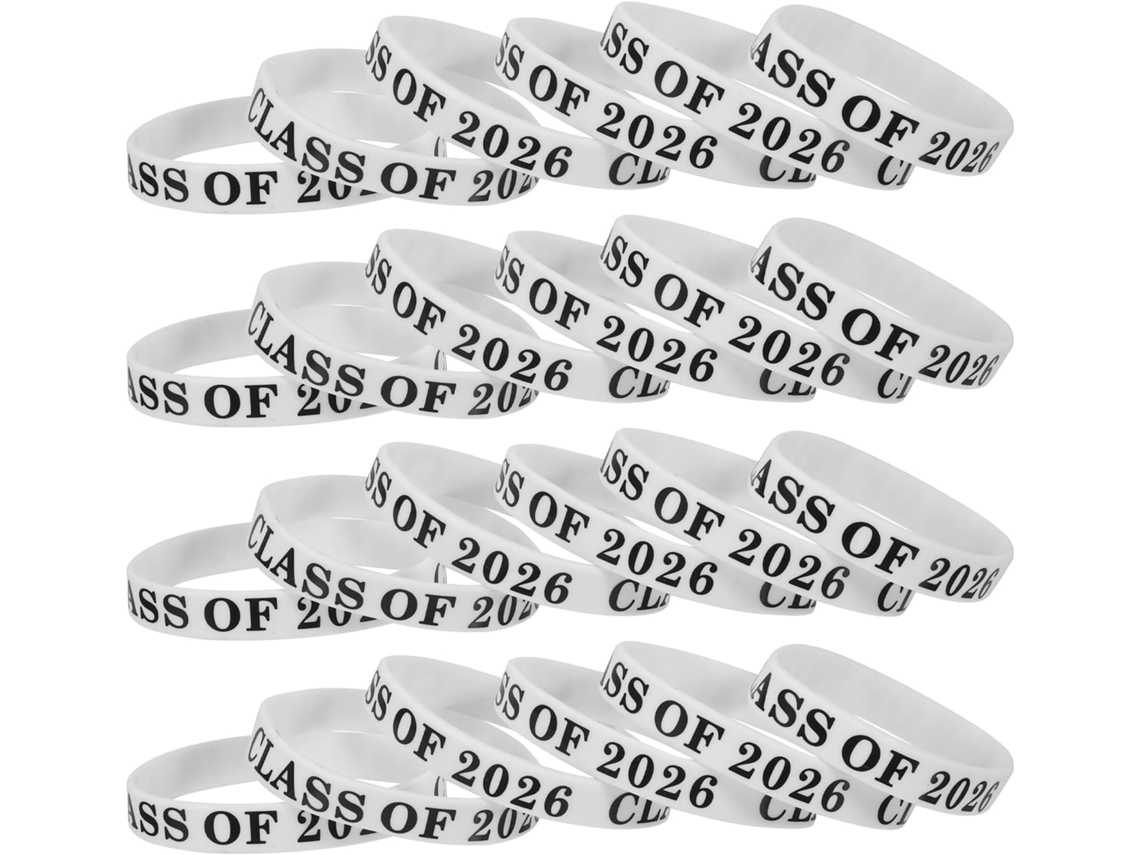 Pulseiras de silicone Stahad para Formatura da Turma 2026, pacote com 24 pulseiras elásticas transparentes para festivais E