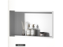 Kibath Nicho De Banheiro Retangular Embutido Medindo 60 X 30 Cm Acabamento Branco Fosco Em Aço Inox
