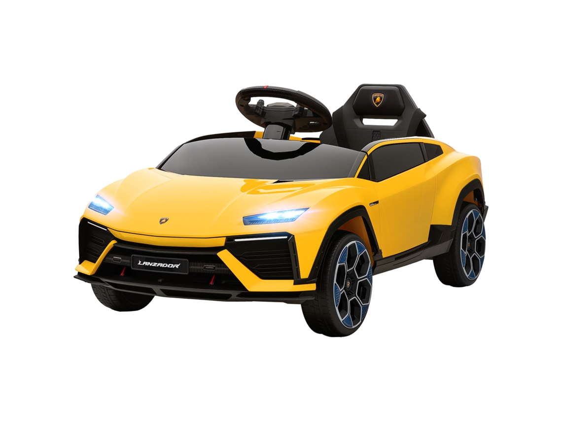 Carro Elétrico Infantil 12v Amarelo (controle Remoto 2.4ghz, 2 Motores, Buzina, Led, Música, 101x49x43cm)