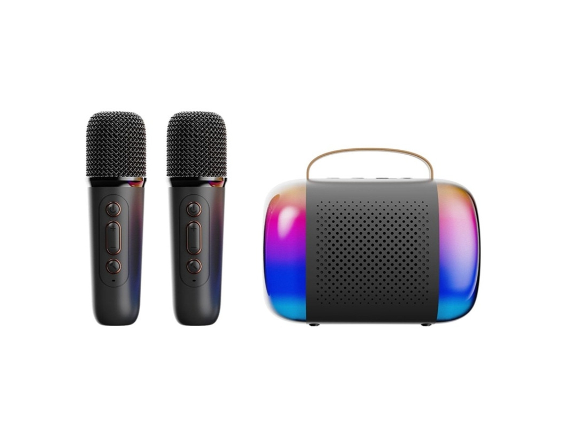 Mini Máquina De Karaokê Para Crianças E Adultos Alto Falante Bluetooth Portátil Com 2 Microfones Sem Fio E Luz Led Rgb Para Meninos E Meni Yizhood