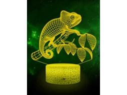 Luminária Noturna Camaleão 3d Wj Com Led, 16 Cores Variáveis, Controle Remoto, Luz Decorativa, Presente De Aniversário, Base Acrílica, Cabo Usb