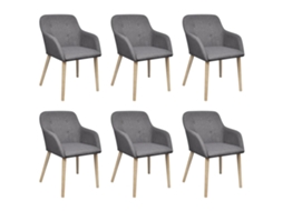 Vidaxl Cadeiras Jantar 6 Pcs Tecido Cinzento-claro E Carvalho Maciço