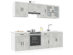 Vidaxl 8 Peças Armário De Cozinha Conjunto Kalmar Cinzento Cimento
