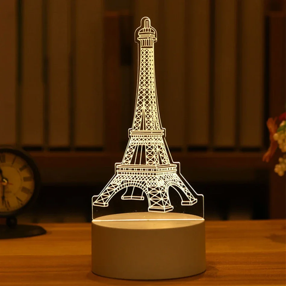 Luminária Noturna Led Usb 3d em Acrílico , Ideal para Decoração de Casa e Quarto. MDUG (3 Cores)