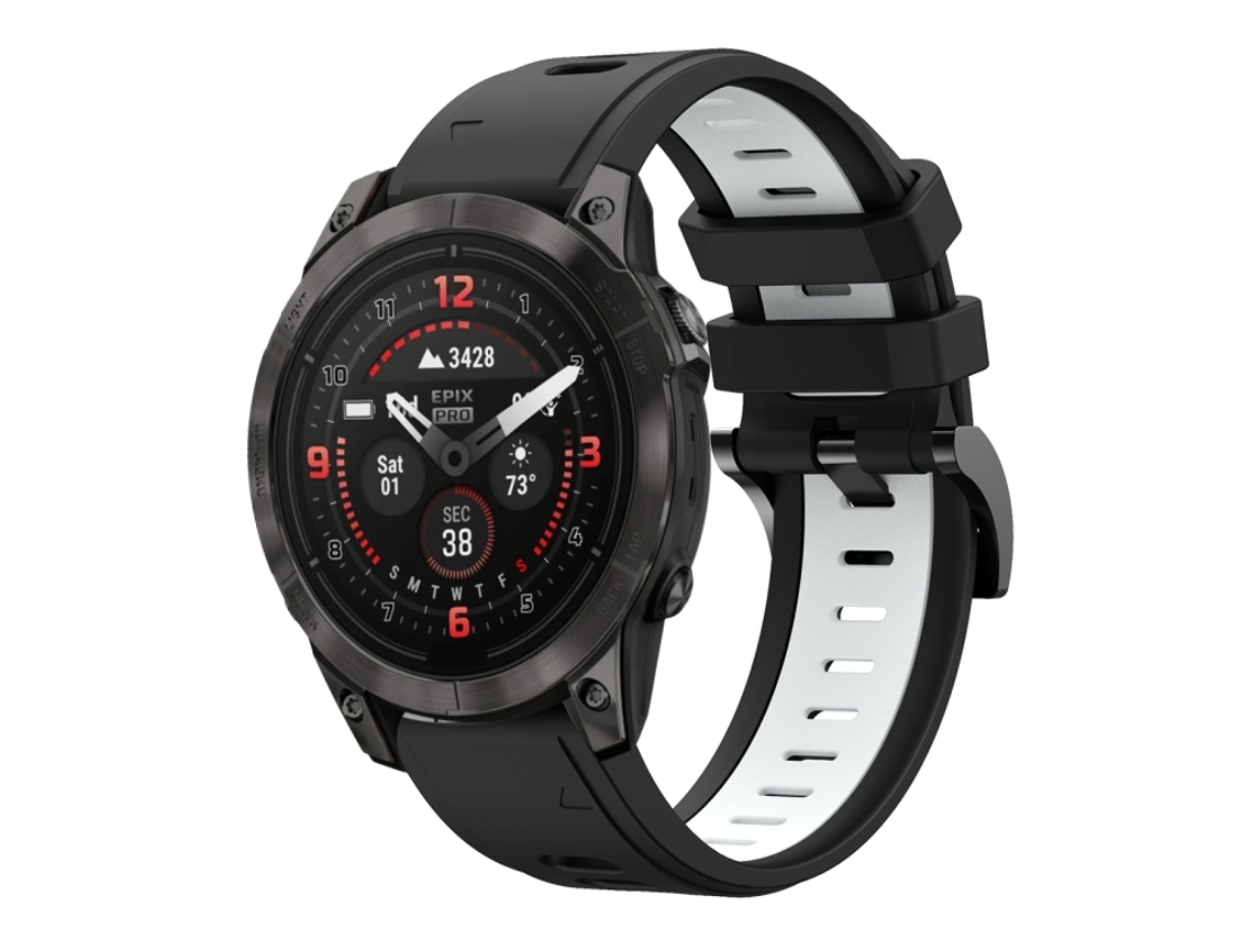 Bracelete Silicone Esportivo para Garmin Epix Pro XIAOMOYU (26mm) Preto e Branco