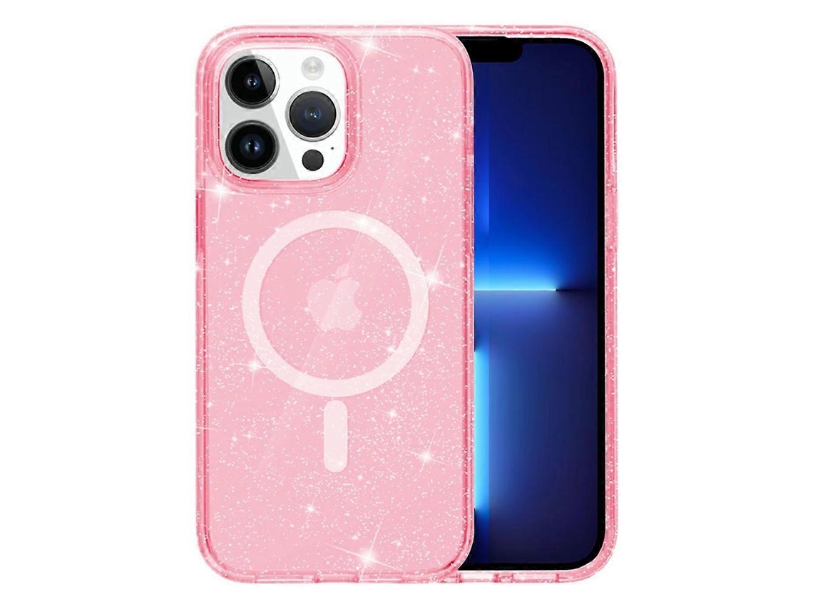 Capa Para Iphone 13 Pro Compatível Com Magsafe Glitter Powder Pctpu - Rosa