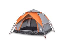 Tenda campismo cúpula 3 pessoas VIDAXL libertação rápida cinza/laranja