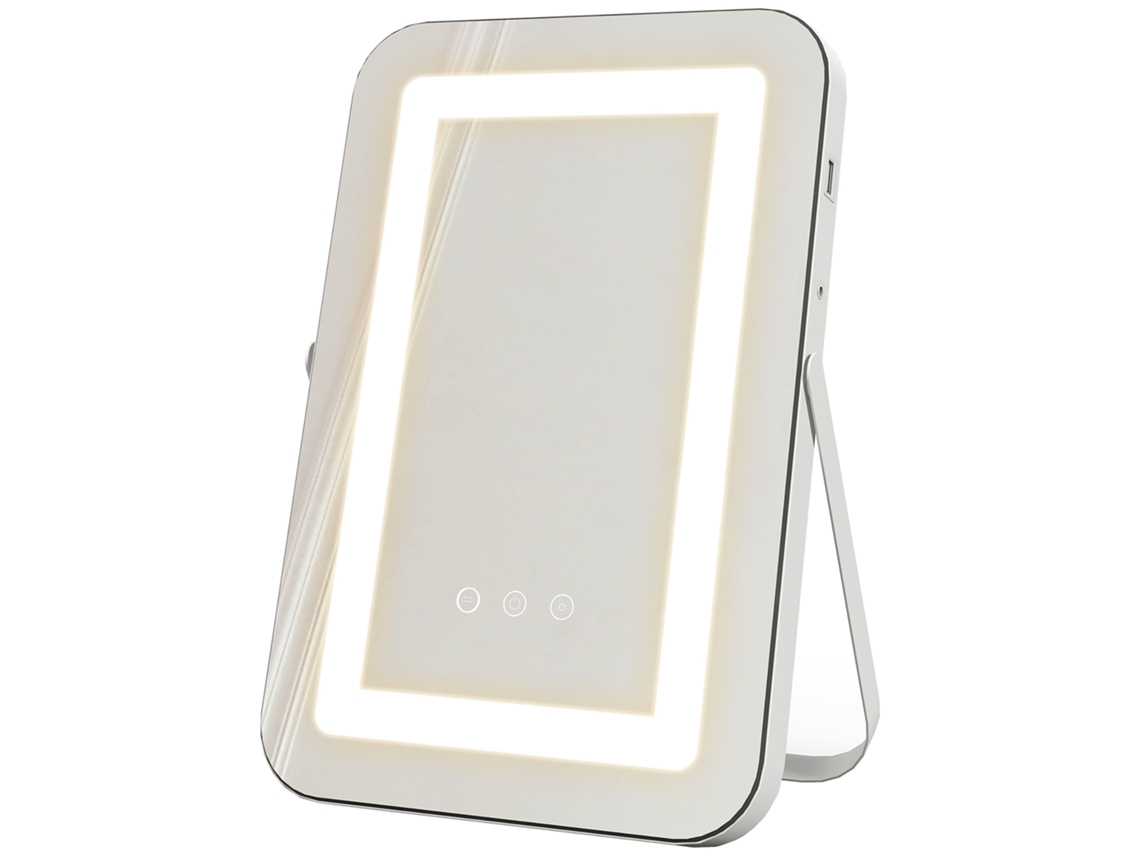 Espelho de Maquiagem com Luzes Ajustáveis em 3 Cores,porta Usb e Espelho Ampliador 10x,31x41,5x3cm,branco BTFORUS