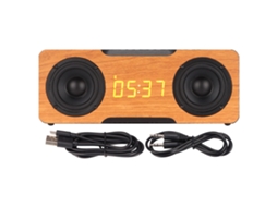 Caixa de Som Bluetooth de Madeira , Relógio Despertador Digital Sem Fio, Inserção de Cartão. EOOCOO (30w)
