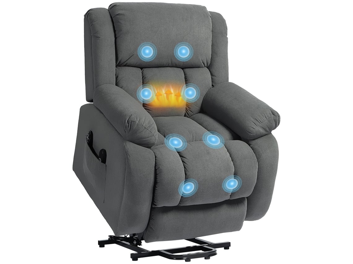 Cadeira de Tv com Massagem e Função de Aquecimento. Cadeira Elétrica em Pé. Controle Remoto. Bolsos Laterais. Cinza