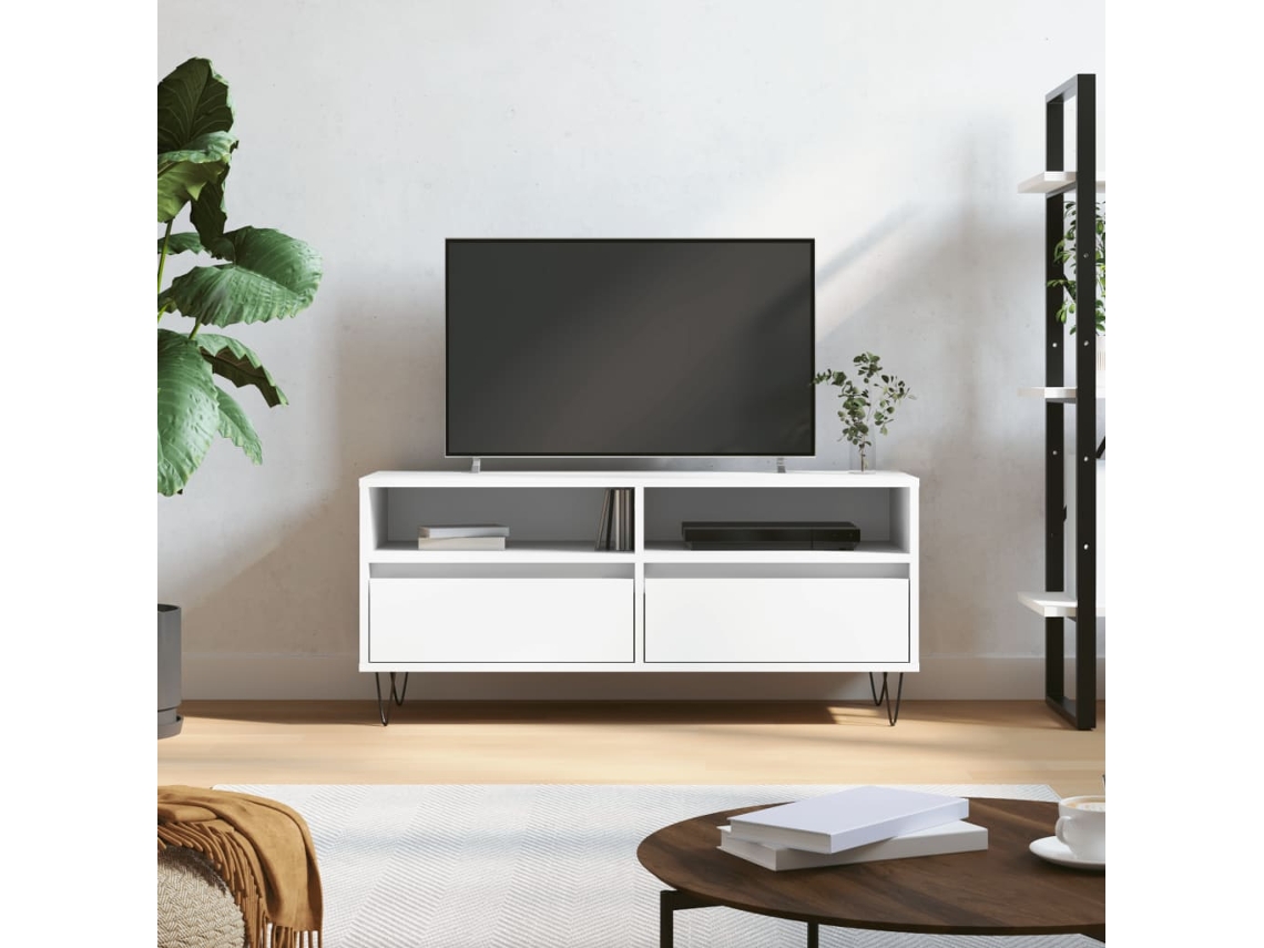 Vidaxl Móvel De Tv 100x34,5x44,5 Cm Derivados De Madeira Branco