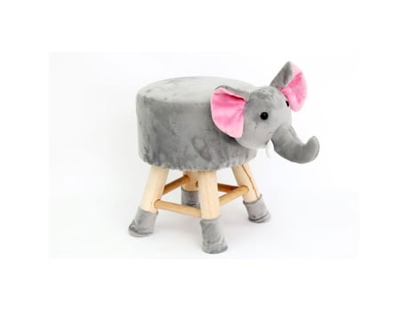 Banqueta Elefante Cinza Presente Maestro Madeira E Poliéster Decoração De Quarto De Bebê Cadeau Maestro