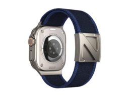 Bracelete para Apple Watch 44/45/46/49mm nylon bicolor com fecho magnético em formato Z azul escuro e azul claro XIAOMOYU