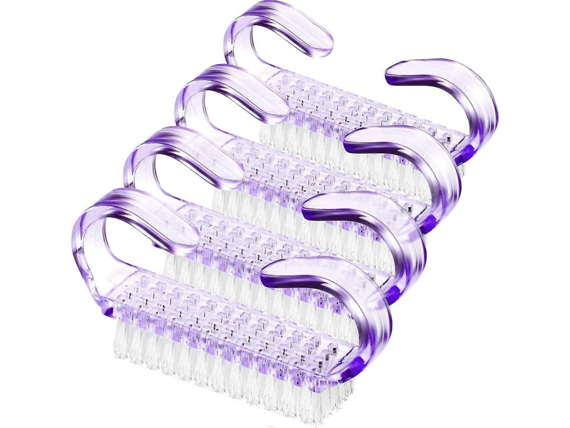 4 Peças De Escova De Unhas Com Cabo, Escova De Limpeza Para Unhas, Plástico, Roxo, 2,6 X 0,5 X 1,4 Polegadas