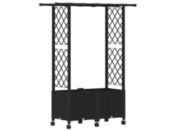 Vidaxl Cama Elevada Com Treliça E Telhado Preto 124,5 X 40 X 142 Cm Pp