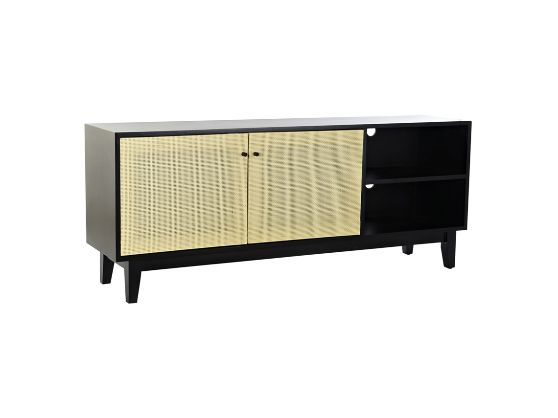 Móvel de TV em Rattan Preto e Abeto, 160x38x65cm ALEXANDRA HOUSE LIVING