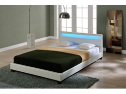 Cama de Casal CORIUM (210 x 169 x 78 cm - Couro Sintético - Branco)