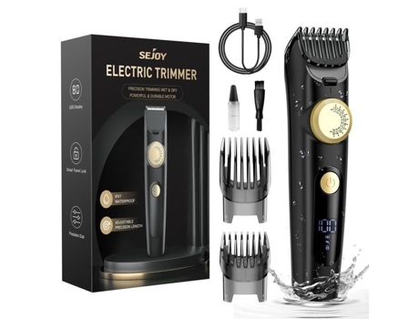 Tondeuse De Cabelo Profissional Masculina Elétrica Sem Fio Sejoy 20 Alturas De Corte De Precisão Preta