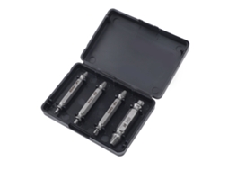 Conjunto de 4 extratores de parafusos de aço rápido com cabeça dupla para parafusos e porcas quebrados ou danificados.