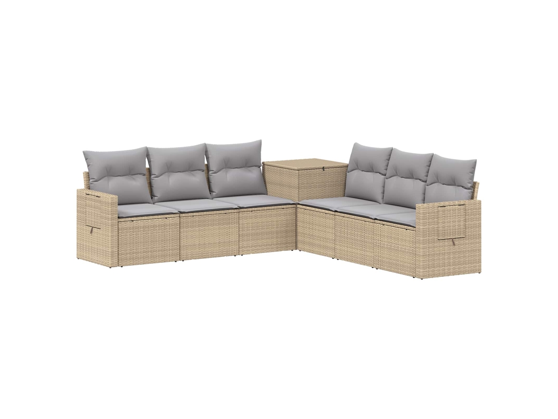 Vidaxl Conjunto De Sofás 7 Pcs Bege E Cinza Claro