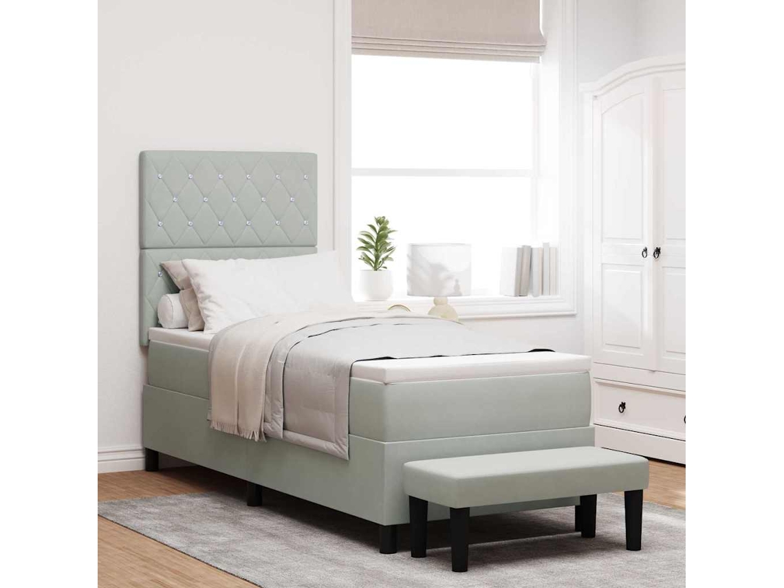 Vidaxl Cama Box Com Almofada Cinzento-claro 200 X 80 Cm Veludo