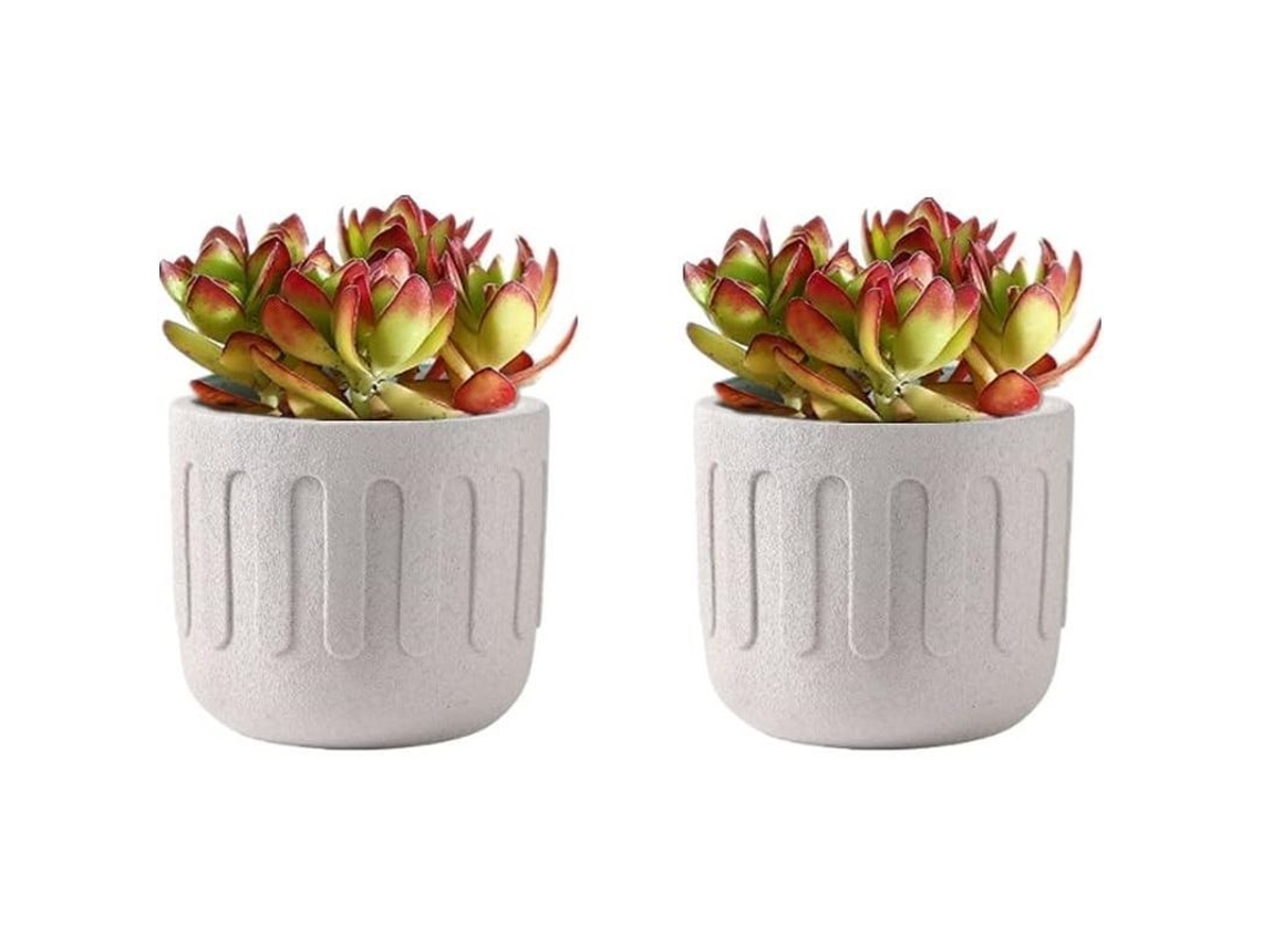 Maceta De Cerámica Para Interior Con Textura Mate 11x13cm Blanca Para Suculentas Sala Oficina
