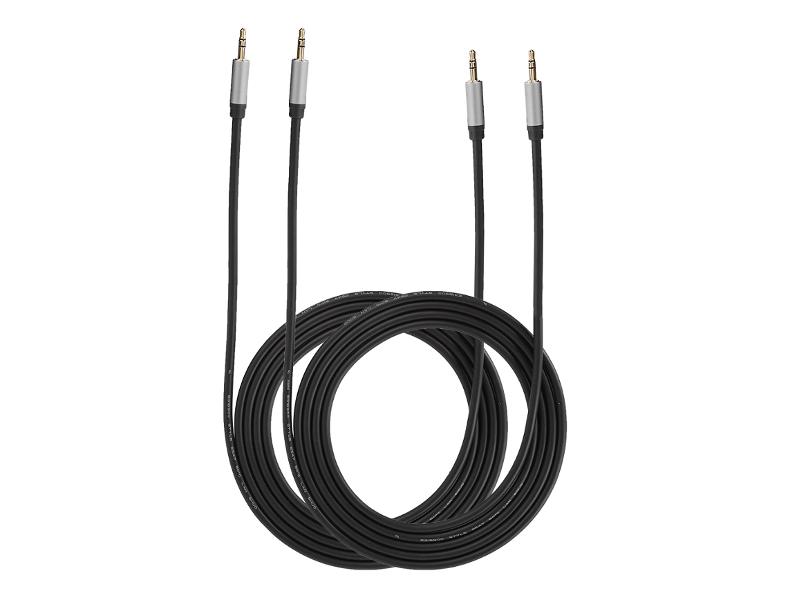2pcs Cabo De Áudio Estéreo Macho Para Macho Aux 3.5mm Para Mp3 Telefone Móvel 2m Prata