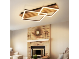 Nettlife Candeeiro De Teto Led Regulável De Madeira Com 3 Anéis, 46 W, Moderna, 70 Cm, Para Sala De Estar