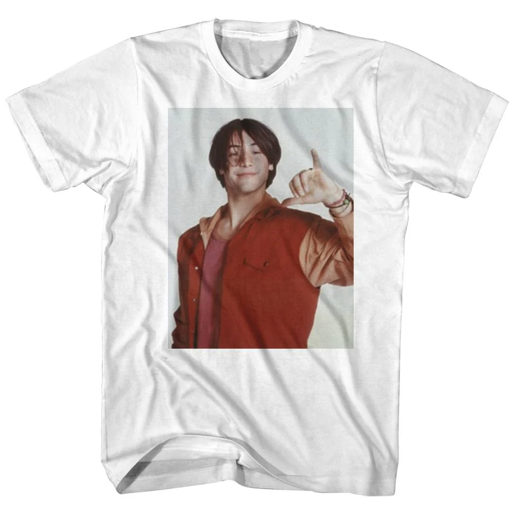 Unisex Adult T-shirt Rockinstone Bill And Ted Hang Ten White Sizem