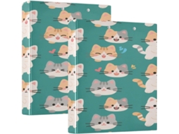 Pasta De Escritório Com Estampa Gato, Moderna E Colorida, 3, 8cm 1, 5 Polegadas, 3 Argolas Com Bolsos, Pacote Com 1 2 Unidades