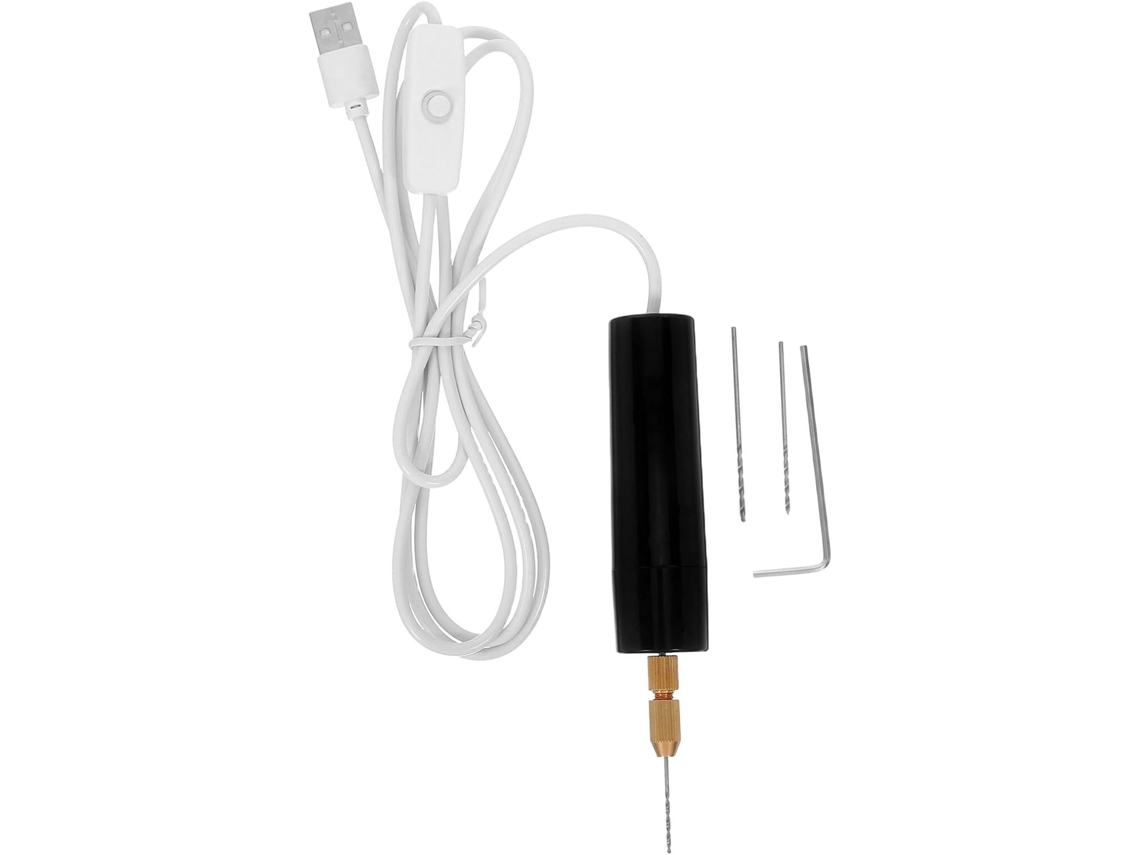 Mini Furadeira Elétrica Usb Para Resina Com Brocas Helicoidais
