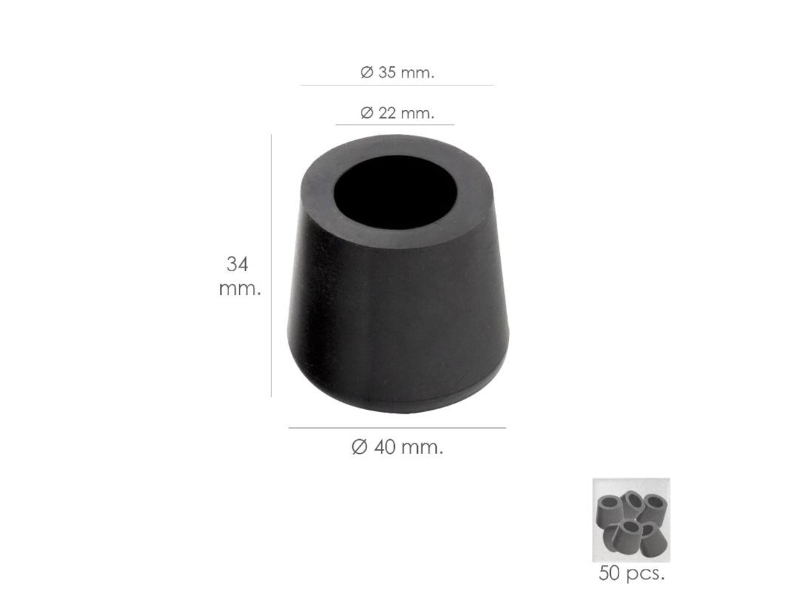 Bloco de Borracha Preta Ø 22 Mm Com Bolsa de Lavagem Interna 50 Unidades WOLFPACK LINEA PROFESIONAL