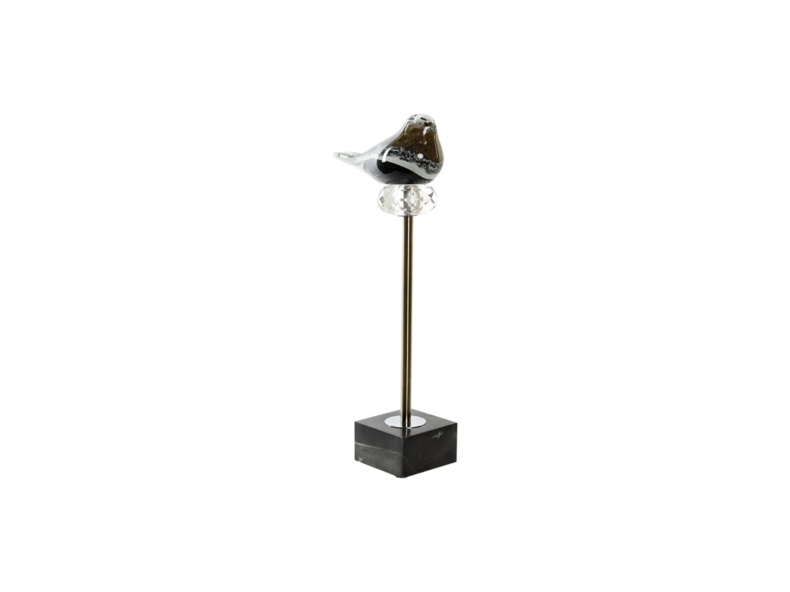 Estatueta de Cristal de Mármore Representando um Pássaro Tricolor, 18x9x42cm ALEXANDRA HOUSE LIVING