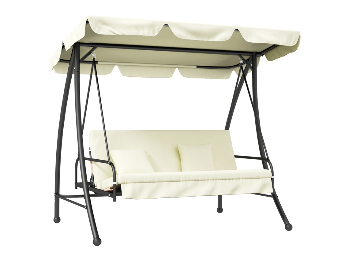 Balanço estilo Hollywood com função reclinável, balanço de jardim de 3 lugares com cobertura ajustável, pesa 240 kg.