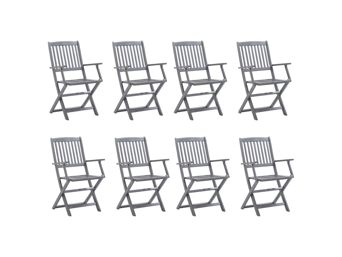 Maison Exclusive - Cadeiras De Exterior Dobráveis 8pcs C/ Almofadões Acácia Maciça