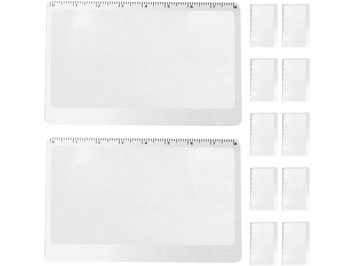 Conjunto de 12 Marcadores de Página Portáteis com Régua, Finos e Multifuncionais para Revistas Jornais, com Ampliação de 3x