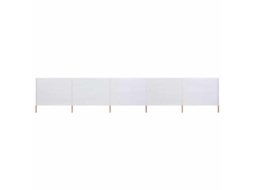 Vidaxl Para-vento Com 5 Painéis Em Tecido 600x80 Cm Cor Areia Branco