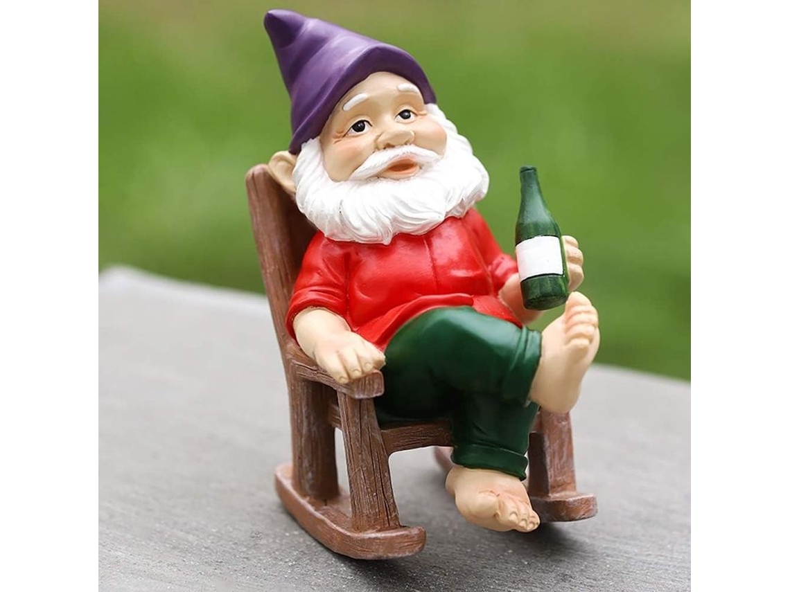Muñeco De Jardín De Natal Em Resina Com Cadeira De Balanço Decoração Exterior E Interior