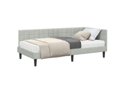 Estrutura de Cama de Canto com Colchão 2 Pcs Veludo Cinzento claro MAISON EXCLUSIVE