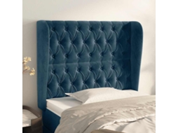 Vidaxl Cabeceira Cama C/ Abas Veludo 103x23x118/128 Cm Azul-escuro