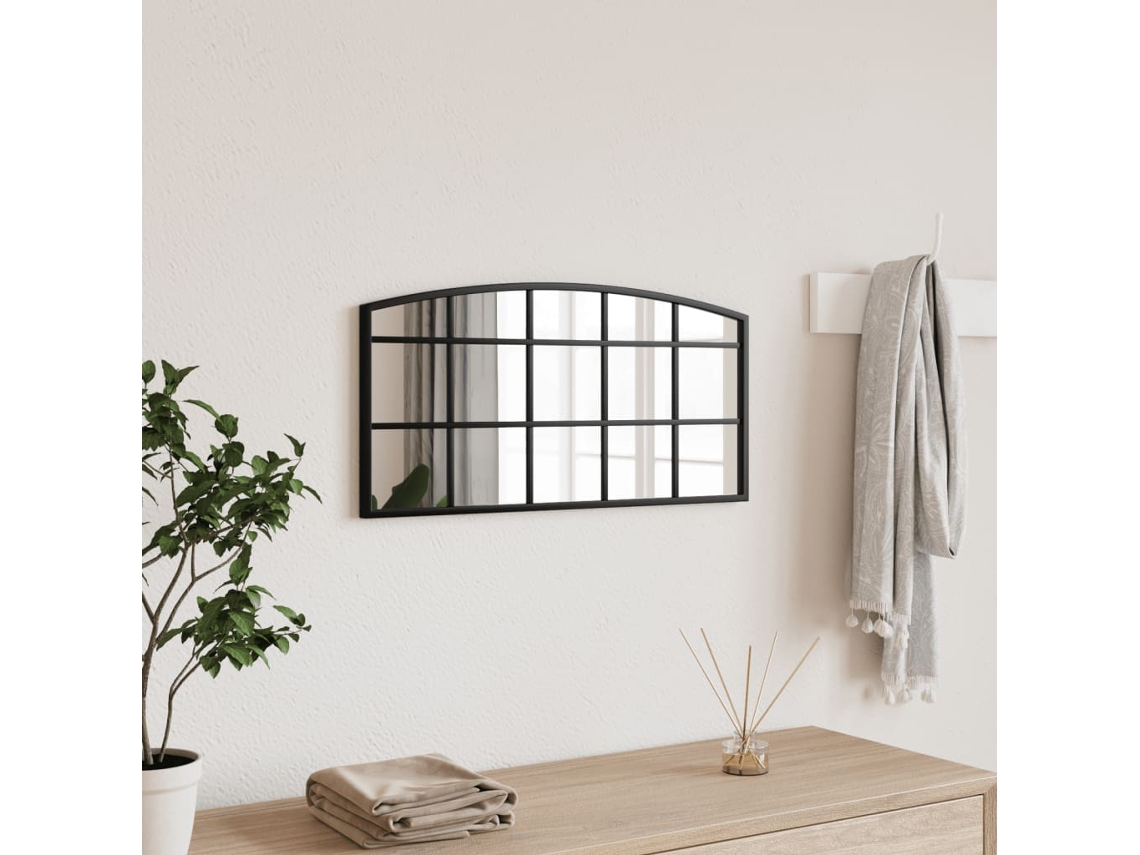 Vidaxl Espelho De Parede Arqueado 60x30 Cm Ferro Preto