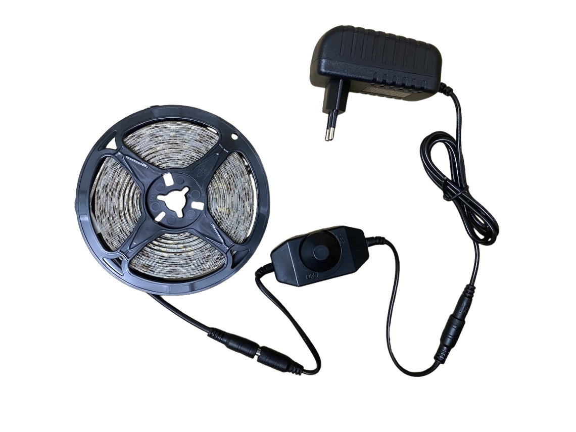 Fita Led, 12v, 3000k, 600 Díodos, 10 M, Intensidade Regulável, Para Decoração De Móveis, Televisão, Prateleiras E Ambientes Internos