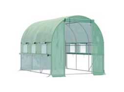 Estufa De Lona,6 Janelas De Enrolar,porta Com Zíper,estrutura De Aço Inoxidável,2,95 X 2 X 2 M,verde