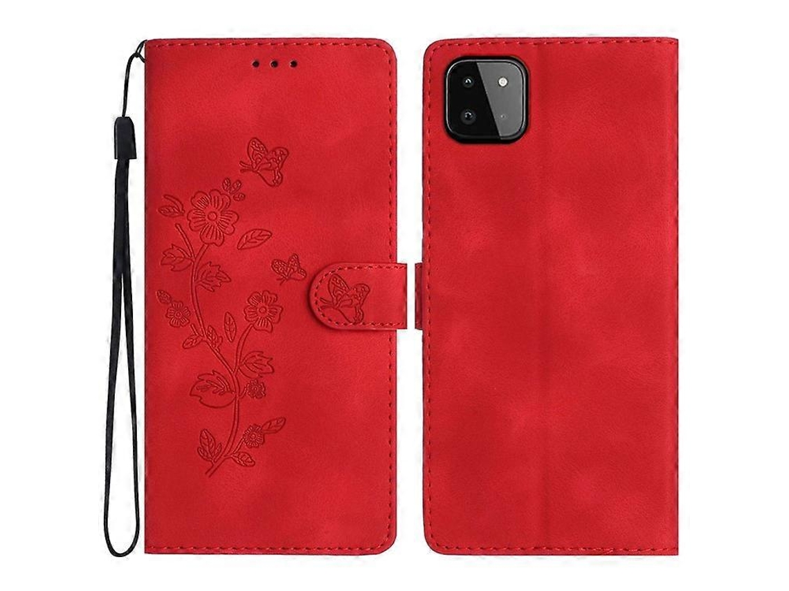 Capa Tipo Carteira De Couro Sintético Com Estampa De Flores E Suporte Dobrável, Compatível Com Samsung Galaxy A22 5g (versão Ue)