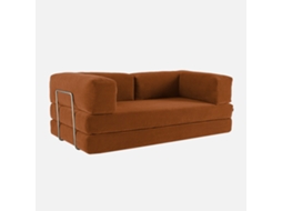 Sofá-cama Conversível Em Veludo Canelado Com Estrutura Cromada, 3 Lugares, Terracota
