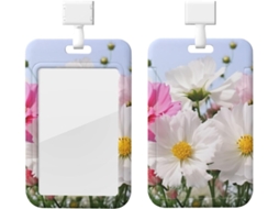 Porta Crachá De Plástico Impermeável Rosa E Branco Com Cordão, Crachás De Identificação, Retrátil Vertical