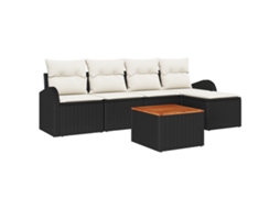 Conjunto 6 Móveis De Jardim Vidaxl Preto Vime Pe (55 X 55 X 37 Cm)